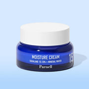 ProtoClinical k-beauty pale blue beauty graphic with a deep blue center band on a light background.
