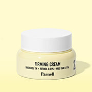 ProtoClinical k-beauty pale yellow beauty graphic with a muted olive center and a soft blue lower edge on a light background.