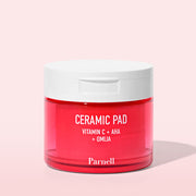 ProtoClinical k-beauty soft pink beauty bottle silhouette with a bright red lower band on a pale aqua background.