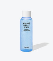 ProtoClinical k-beauty Parnell Squalane Mineral Water Moisture Capsule Toner 200ml translucent blue toner bottle standing upright with a white cap and soft shadow on a pale blush and cream background