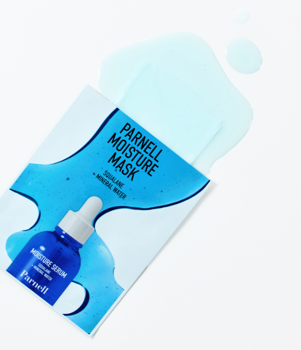 ProtoClinical k-beauty Parnell Squalane Mineral Water Moisture Mask 20ml X 10ea single pale blue mask packet centered on a clean light background