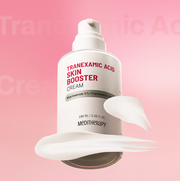 ProtoClinical k-beauty MEDITHERAPY Tranexamic Acid Skin Booster Cream 100ml pink product packaging with a gray center bottle on a light background