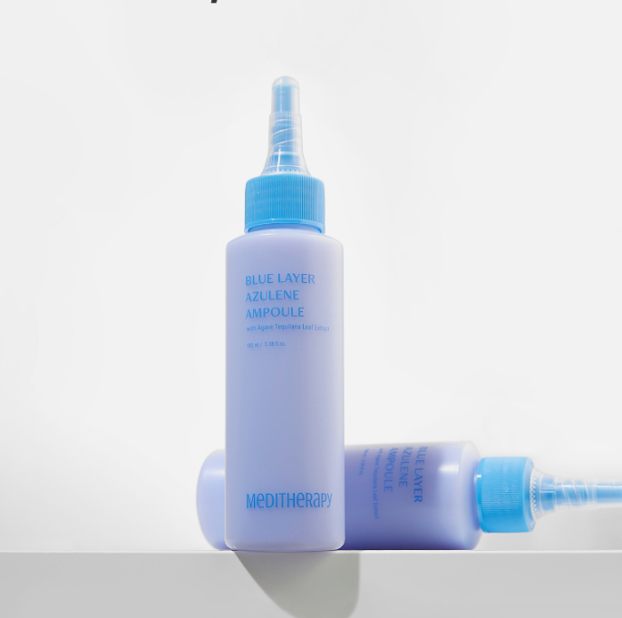 ProtoClinical k-beauty soft blue vertical beauty graphic on a pale blue background.