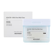 ProtoClinical k-beauty MEDITHERAPY NIACIN X BHA Pore Mild Clear Pad 180ml/60ea shown as paired pale gray product silhouettes on a light background