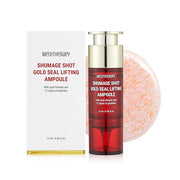 ProtoClinical k-beauty MEDITHERAPY Shumage Shot Gold Seal Lifting Ampoule 12ml mauve ampoule package with pale aqua and peach side accents on a white background