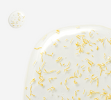 ProtoClinical k-beauty MEDITHERAPY Shumage Gold Seal Wrapping Mask 90g close-up of glossy translucent gel with scattered gold flecks on a white background