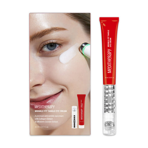 ProtoClinical k-beauty MEDITHERAPY Wrinkle-Fit Tangle Eye Cream 20ml + Chargable Device Set (*It can only be shipped via express service.) eye cream and device set packaging on a light background
