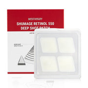 ProtoClinical k-beauty MEDITHERAPY Shumage Retinol 550 Deep Shot Patch 4patches (32mm X 38mm) single rose patch packaging graphic with a soft taupe center on a white background