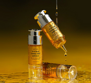 ProtoClinical k-beauty MEDITHERAPY Vita Real Toning Shot Ampoule 15ml dark editorial product graphic with a warm amber glow on a black background