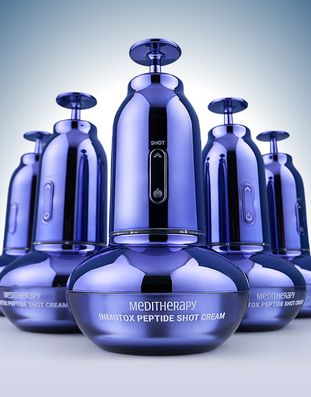 ProtoClinical k-beauty MEDITHERAPY Inmotox Peptide Shot Cream 50ml + Suction Jet Device Set (*It can only be shipped via express service.) blue skincare graphic on a light background