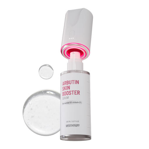 ProtoClinical k-beauty MEDITHERAPY Skin Booster Serum 150ml + Device Set (*It can only be shipped via express service.) shown as pale pink serum and device set packaging centered on a clean white square studio background