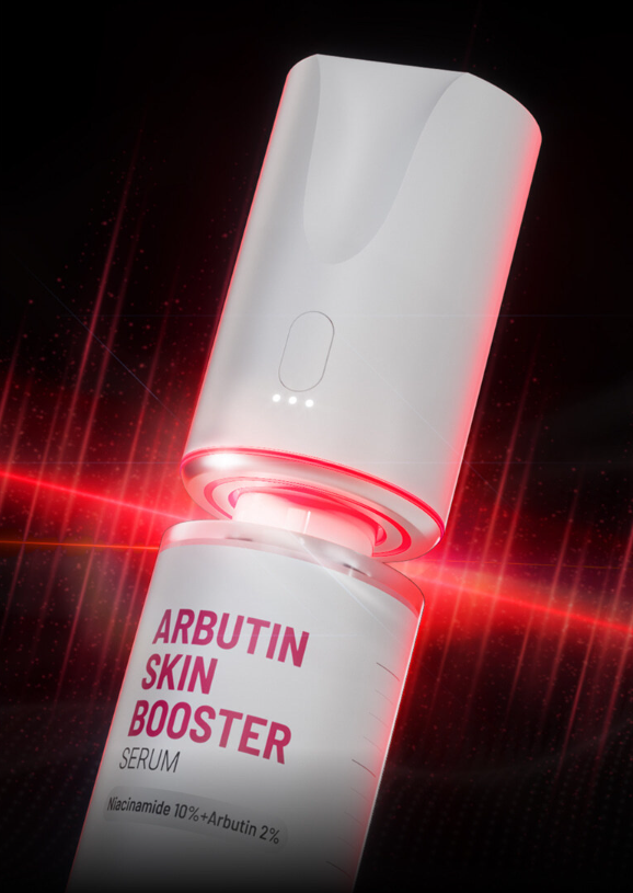 ProtoClinical k-beauty MEDITHERAPY Skin Booster Serum 150ml + Device Set (*It can only be shipped via express service.) shown as coral serum and device set packaging centered in a vertical studio image on a dark background