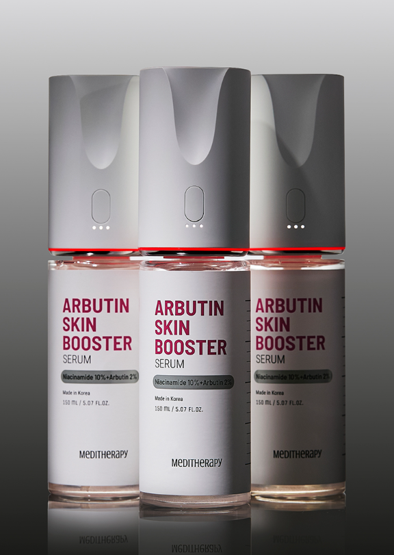 ProtoClinical k-beauty MEDITHERAPY Skin Booster Serum 150ml + Device Set (*It can only be shipped via express service.) shown as light-colored serum and device set packaging centered in a vertical studio image on a soft gray background