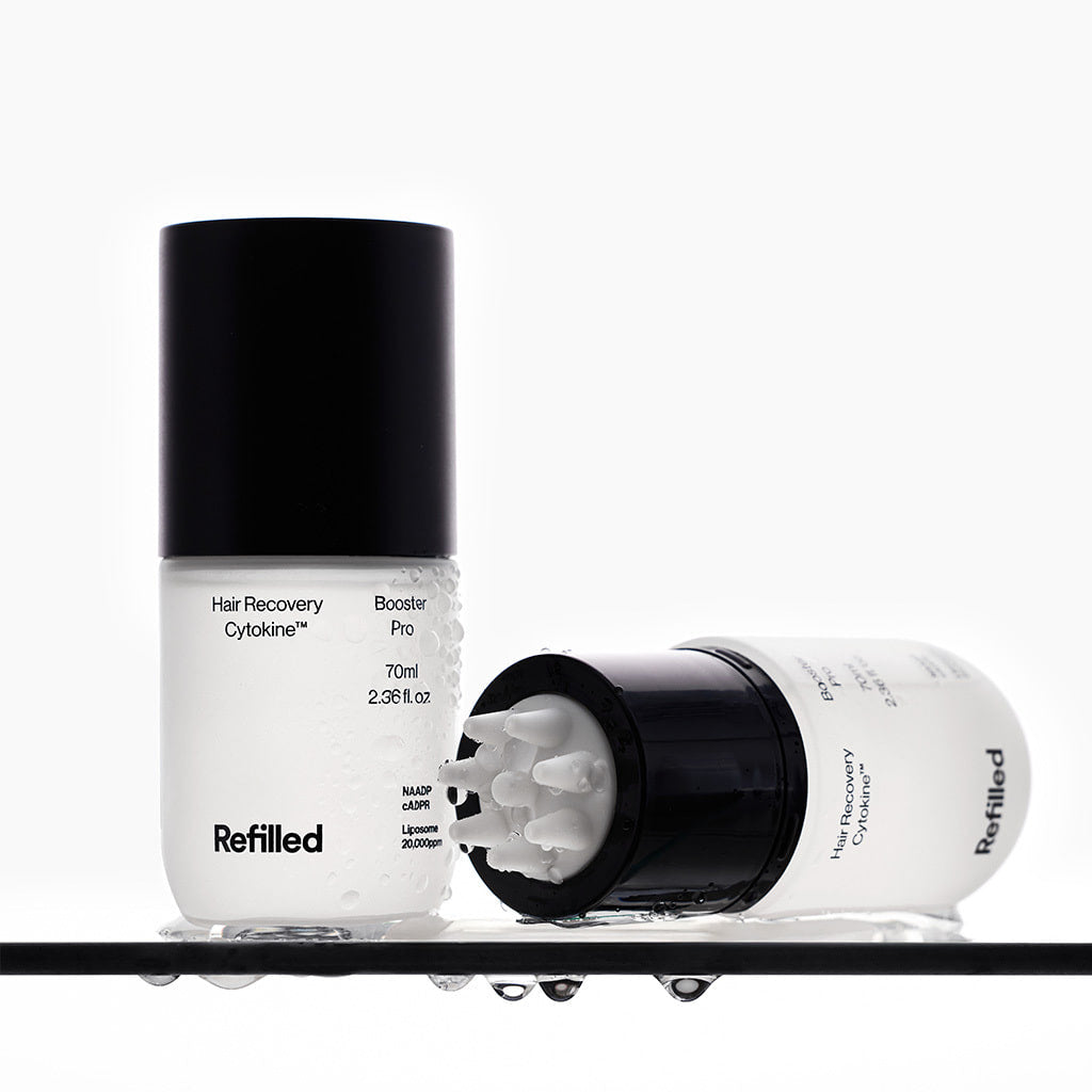 ProtoClinical k-beauty [Refilled] Hair Recovery Cytokine Booster Pro 70ml product graphic on a light background.