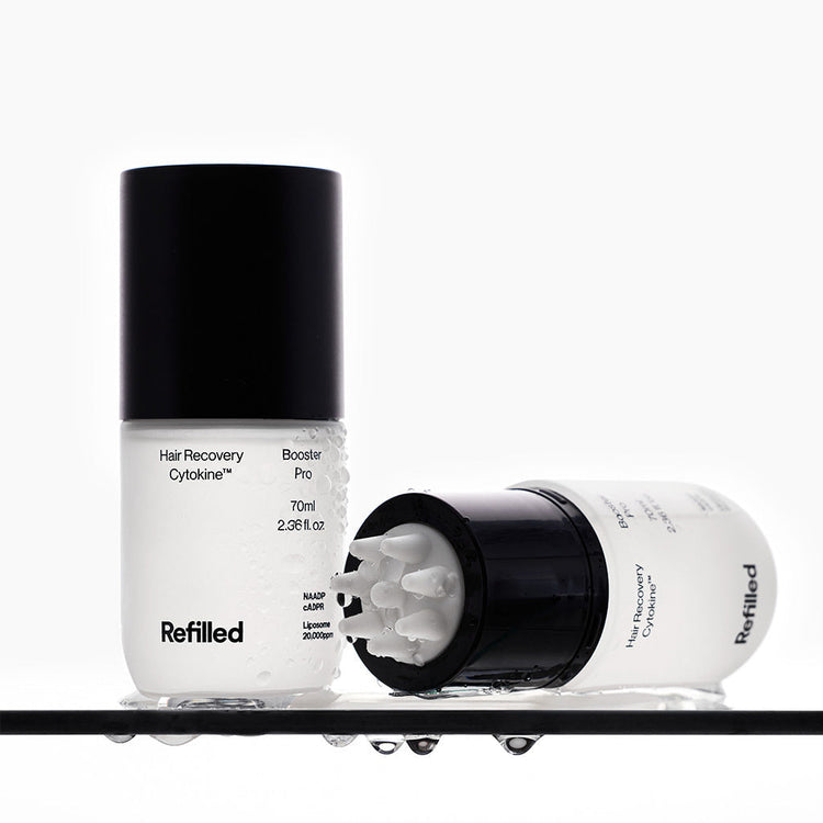 ProtoClinical k-beauty [Refilled] Hair Recovery Cytokine Booster Pro 70ml product graphic on a light background.