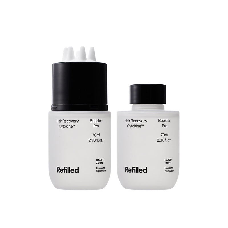 ProtoClinical k-beauty [Refilled] Hair Recovery Cytokine Booster Pro 70ml product graphic on a light background.