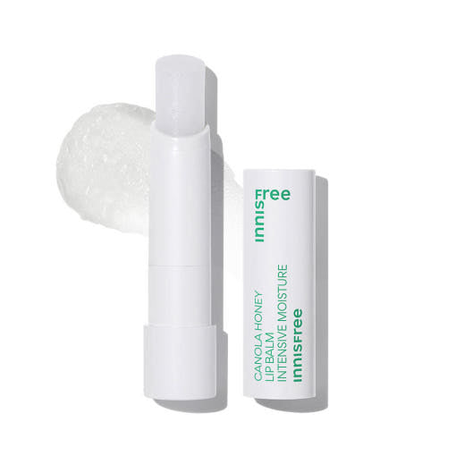 ProtoClinical k-beauty innisfree Canola Honey Lip Balm 3.5g [Intensive Moisture] in a cool gray lip balm tube standing upright on a white background
