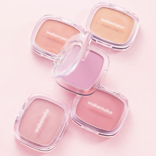ProtoClinical k-beauty WAKEMAKE Sheer Breeze Blusher 5g (7colors) square blusher graphic with soft pink center and pale neutral background