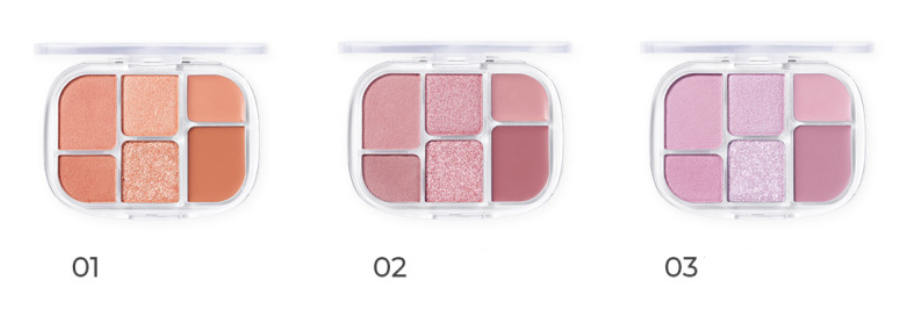 ProtoClinical k-beauty horizontal multi-item beauty product strip with red and blue tones on a clean white background.
