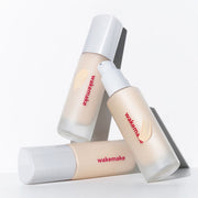 ProtoClinical k-beauty warm beige beauty product silhouette with pale blue side tones on a light background.