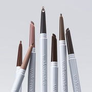ProtoClinical k-beauty WAKEMAKE Natural Hard Brow Pencil 0.1g+0.1g[1+1] (7colors) square brow pencil detail graphic with pale gray and pink blocks