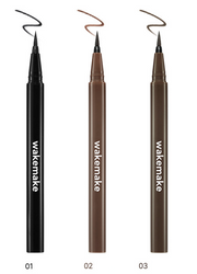 ProtoClinical k-beauty WAKEMAKE Any Proof Pen Eyeliner 0.5g (3colors) tall vertical eyeliner detail graphic with warm gray and peach product tones