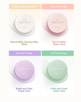 ProtoClinical k-beauty Shingmulnara White Rice Bright Tone Up Sun Cushion SPF50+ PA++++ 15g+15g(Refill) (4colors) two refill cushion packs side by side in pale lavender and sage tones on a light background.