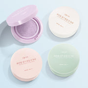 ProtoClinical k-beauty Shingmulnara White Rice Bright Tone Up Sun Cushion SPF50+ PA++++ 15g+15g(Refill) (4colors) two refill cushion packs side by side in pale lavender and sage tones on a light background.