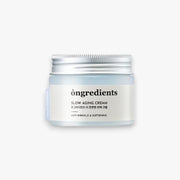 ProtoClinical k-beauty ongredients Slow Aging Cream 50ml in a light blue cream jar with a silver lid, front-facing on a pale gray background