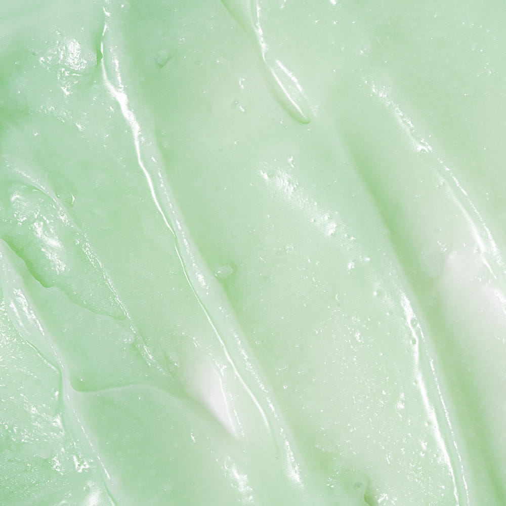 ProtoClinical k-beauty soft green beauty graphic with a pale pink block on a light background.