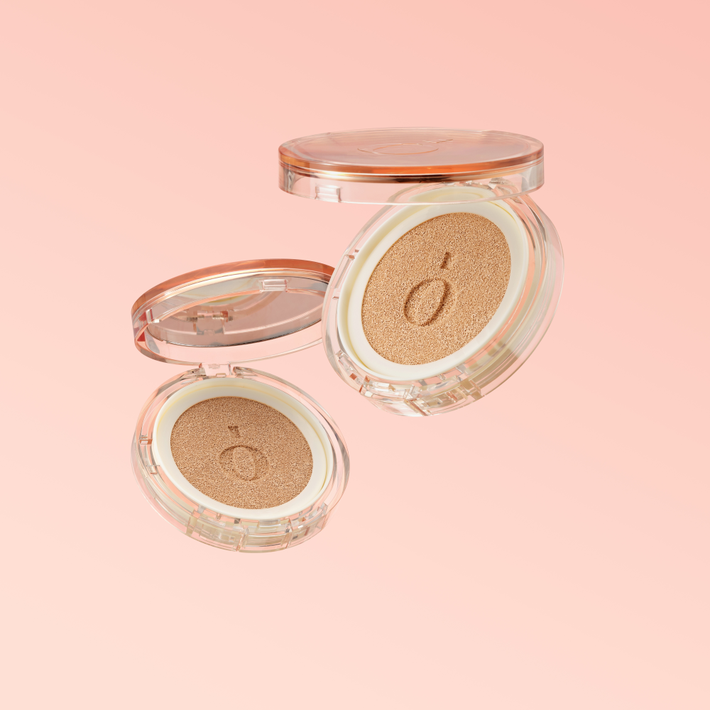 ProtoClinical k-beauty soft pink beauty graphic with two warm brown oval forms on a pale pink background.