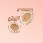 ProtoClinical k-beauty soft pink beauty graphic with two warm brown oval forms on a pale pink background.