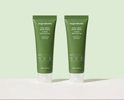 ProtoClinical k-beauty soft pink beauty product silhouette with a pale green center on a light background.