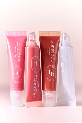 ProtoClinical k-beauty HEVEBLUE Penta Berry Panthenol Repair Lip Treatment 12g (4colors) single berry-red lip treatment tube standing upright on a white background with pale pink and blue side shading