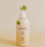 ProtoClinical k-beauty warm beige beauty graphic with soft vertical center panels on a light background.