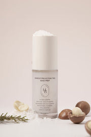 ProtoClinical k-beauty HEVEBLUE Makeup Pro Ectoin Tree Base Prep 30ml slim beige package silhouette with soft brown accents on a light background