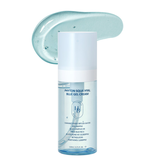 ProtoClinical k-beauty pale blue beauty graphic with a wide top band and a vertical center panel on a light background.
