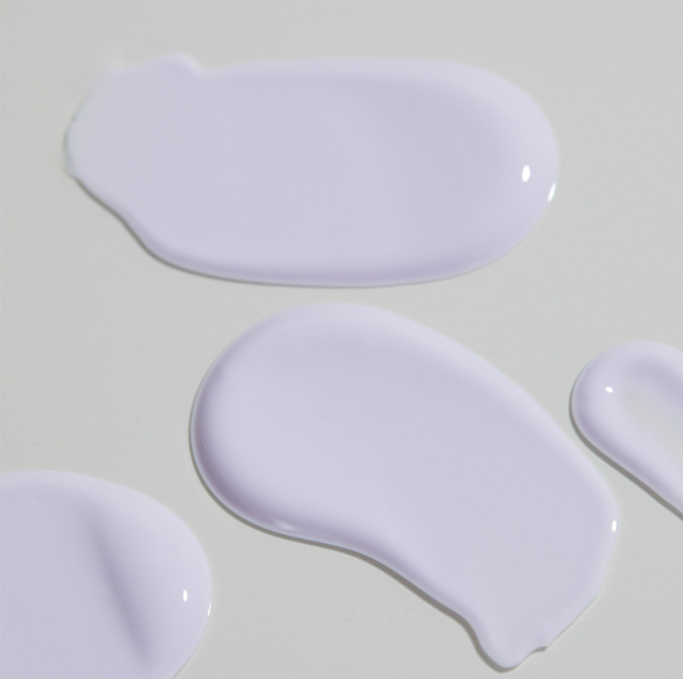 ProtoClinical k-beauty soft gray beauty graphic with a pale lavender edge on a light background.