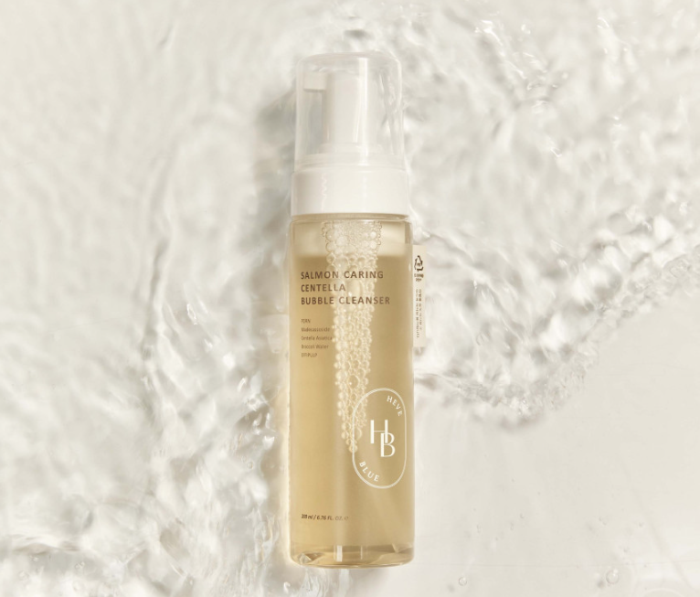 ProtoClinical k-beauty pale cream beauty graphic with a warm beige vertical center and soft green side tones.