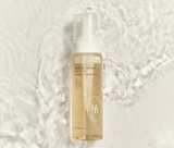 ProtoClinical k-beauty pale cream beauty graphic with a warm beige vertical center and soft green side tones.