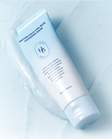 ProtoClinical k-beauty pale blue beauty graphic with a soft white vertical center on a light background.