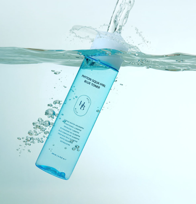 ProtoClinical k-beauty light blue beauty graphic with a darker blue center and a pale aqua lower-right section.