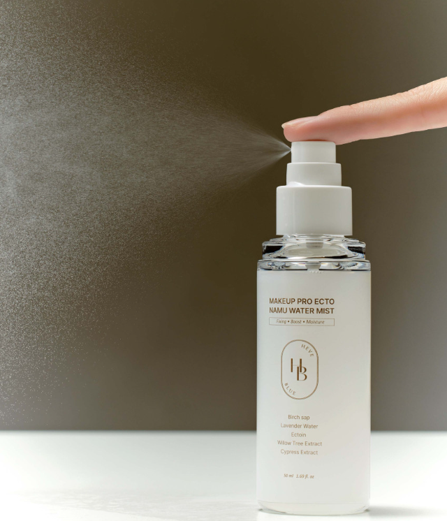 ProtoClinical k-beauty dark olive and beige beauty graphic with a white lower edge on a pale background.