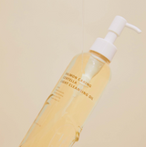 ProtoClinical k-beauty HEVEBLUE Salmon Caring Centella Light Cleansing Oil 250ml pale cream beauty graphic with a warm brown vertical center and soft blue side tones on a light background