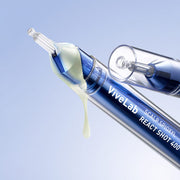 ProtoClinical k-beauty pale blue beauty graphic with a darker diagonal center on a light background.