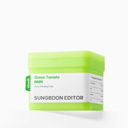 ProtoClinical k-beauty SUNGBOON EDITOR Green Tomato NMN Pore Peeling Pad 170ml/60ea single olive green round pad container centered on a pale green background