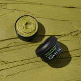 ProtoClinical k-beauty olive and charcoal beauty graphic with a darker vertical center on a light background.