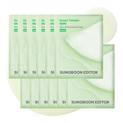 ProtoClinical k-beauty SUNGBOON EDITOR Green Tomato NMN Pore Lifting Ampoule Mask 23g X 10ea single pale green sheet mask pouch centered upright on a clean light background