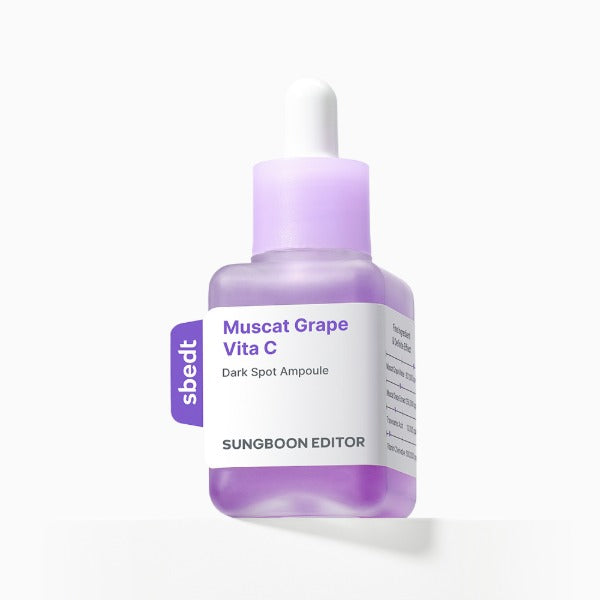 ProtoClinical k-beauty SUNGBOON EDITOR Muscat Grape Vita C Dark Spot Ampoule 40ml single ampoule package centered on a clean white background