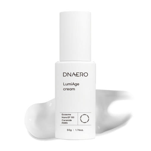ProtoClinical k-beauty bravity DNAERO LumiAge Cream 50g shown as a single gray bottle with a broad base upright on a white background